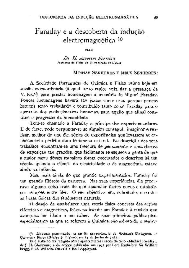 Faraday e a descoberta da indução electromagnética