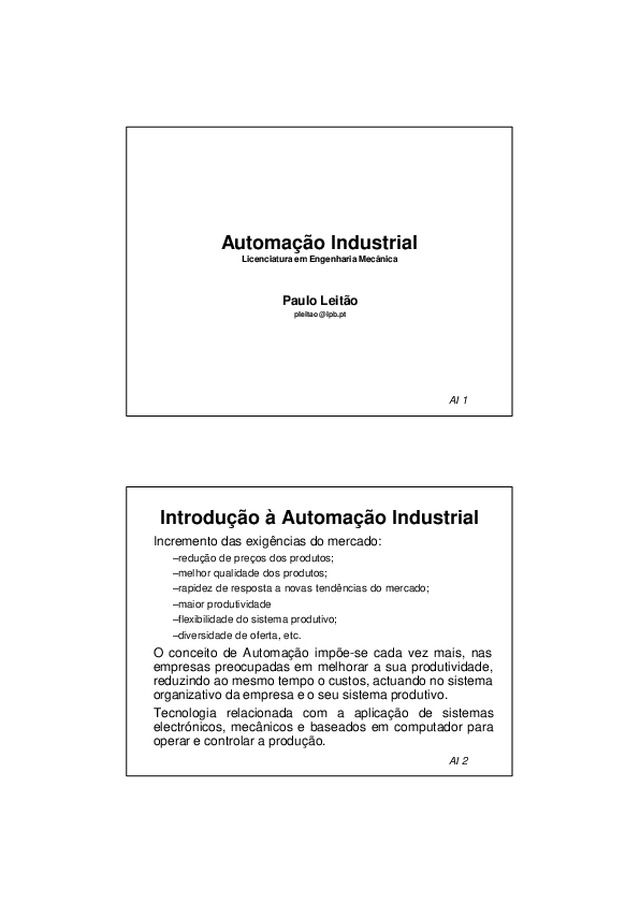 Introdução à Automação Industrial
