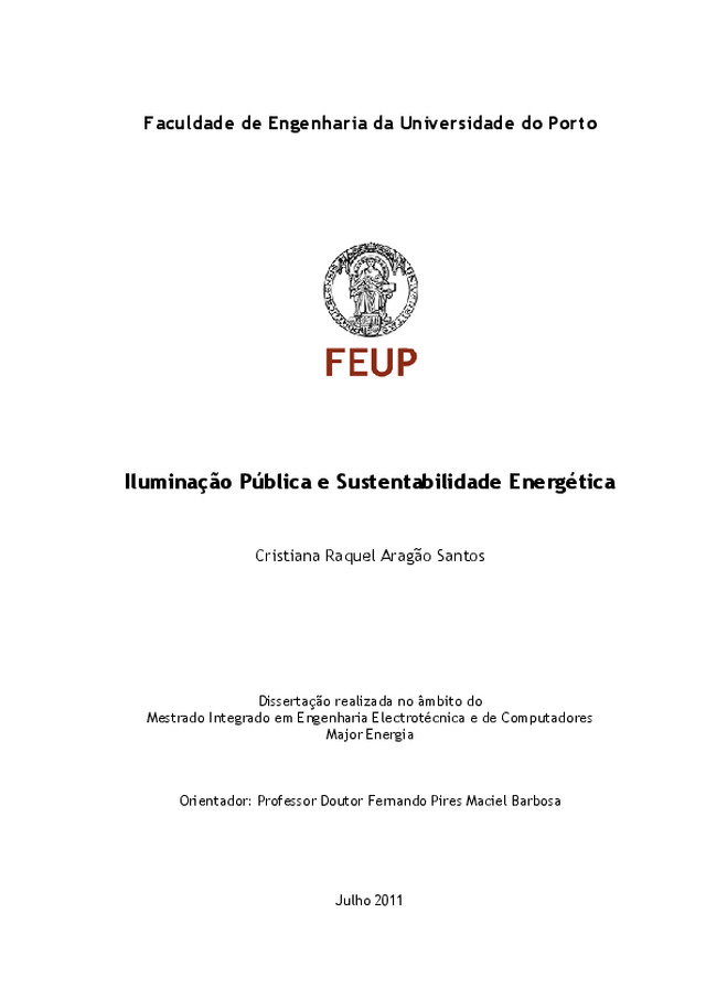 Iluminação Pública e Sustentabilidade Energética