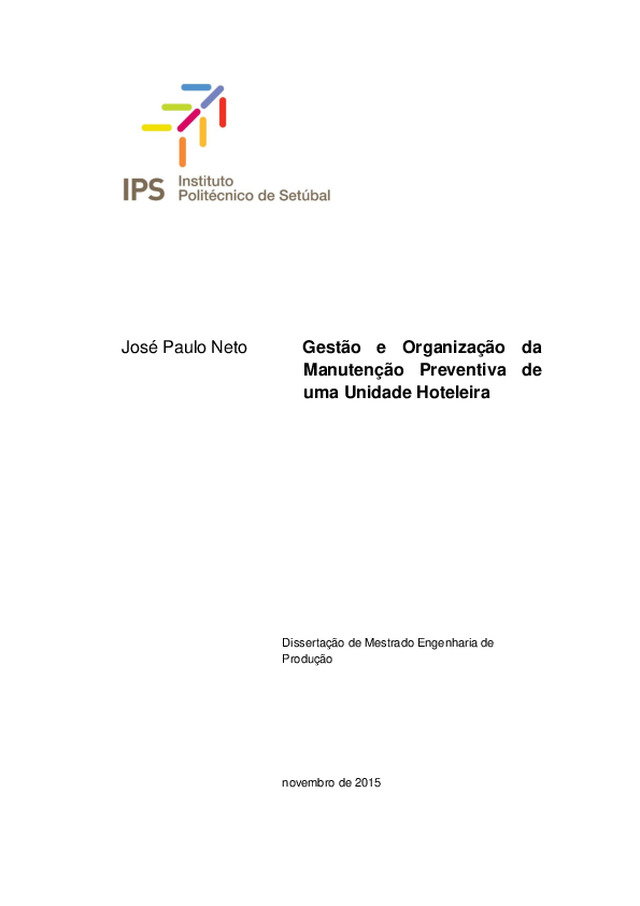 Gestão e Organização da Manutenção Preventiva de uma Unidade Hoteleira