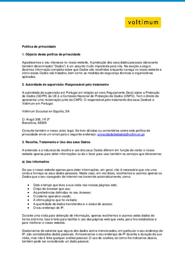 GDPR Voltimum PT | Política de privacidade