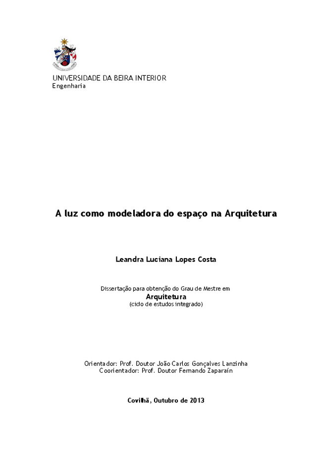 A luz como modeladora do espaço na Arquitetura