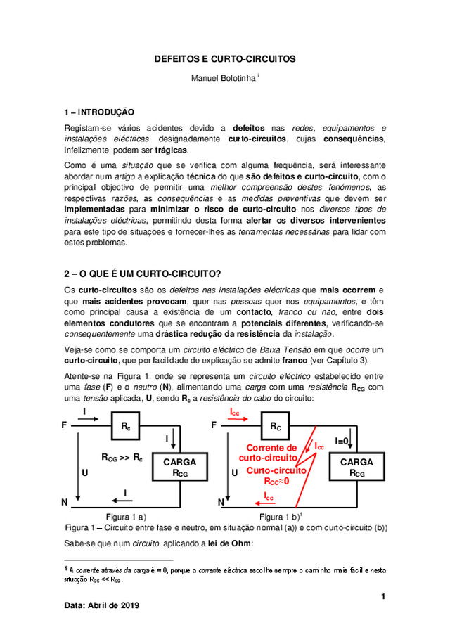 Defeitos e curto-circuitos