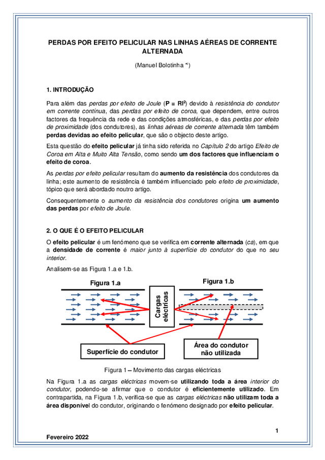 Perdas por efeito pelicular nas linhas aéreas de corrente alternada