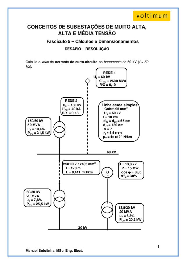 Fascículo 5 (Desafio e Resolução): Conceitos de Subestações de Muito Alta, Alta e Média Tensão – Manual