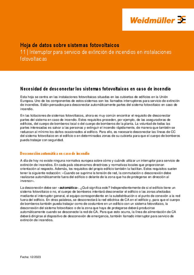 Ficha informativa sobre sistemas fotovoltaicos