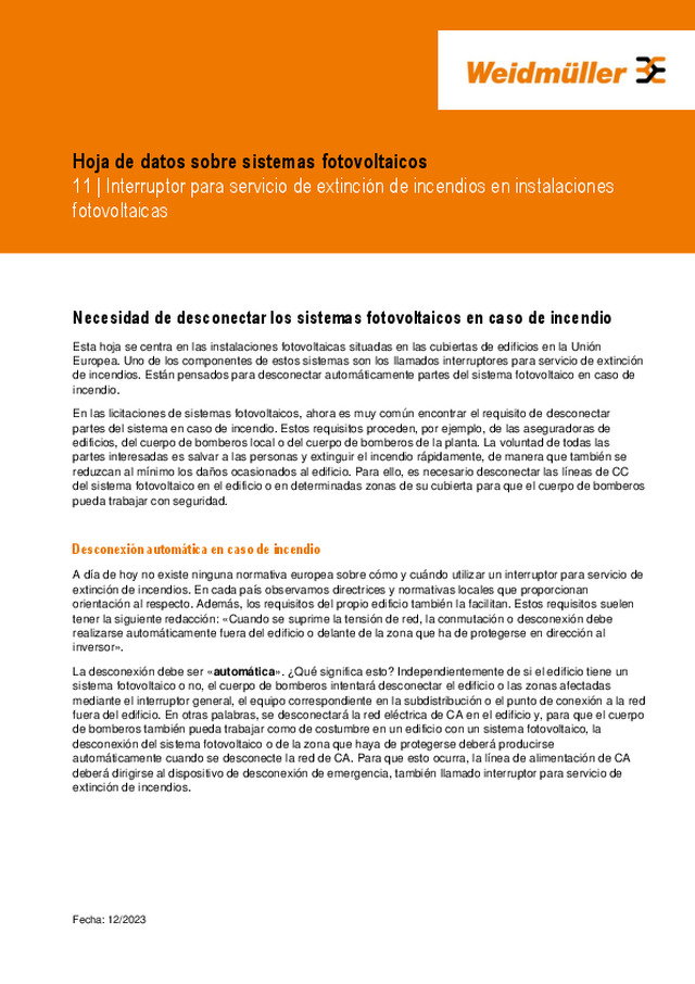Ficha informativa sobre sistemas fotovoltaicos