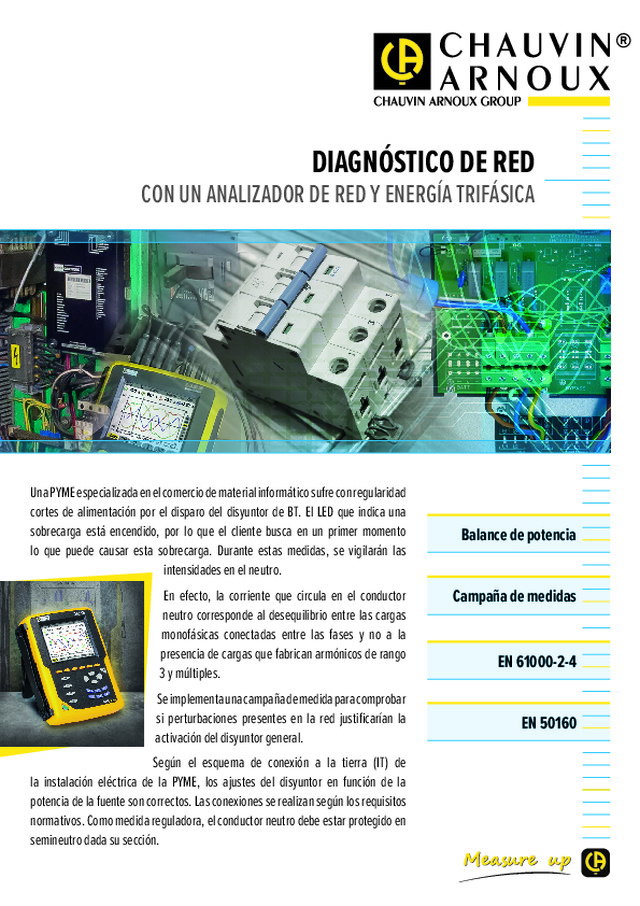Diagnóstico de rede com um analisador de rede e energia trifásica (ES)
