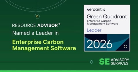 Resource Advisor+, a plataforma nativa de IA dos SE Advisory Services para gestão de energia e carbono, foi reconhecida como líder em software empresarial de gestão de carbono pela Verdantix