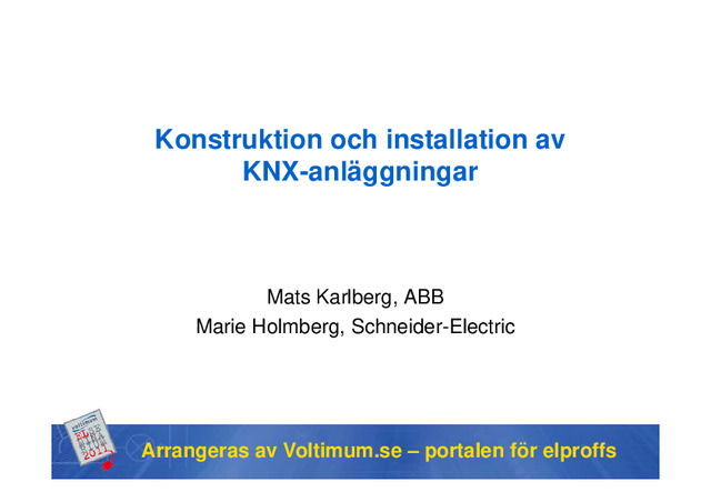 Konstruktion och installation av KNX-anläggningar