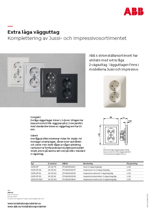 Extra låga vägguttag