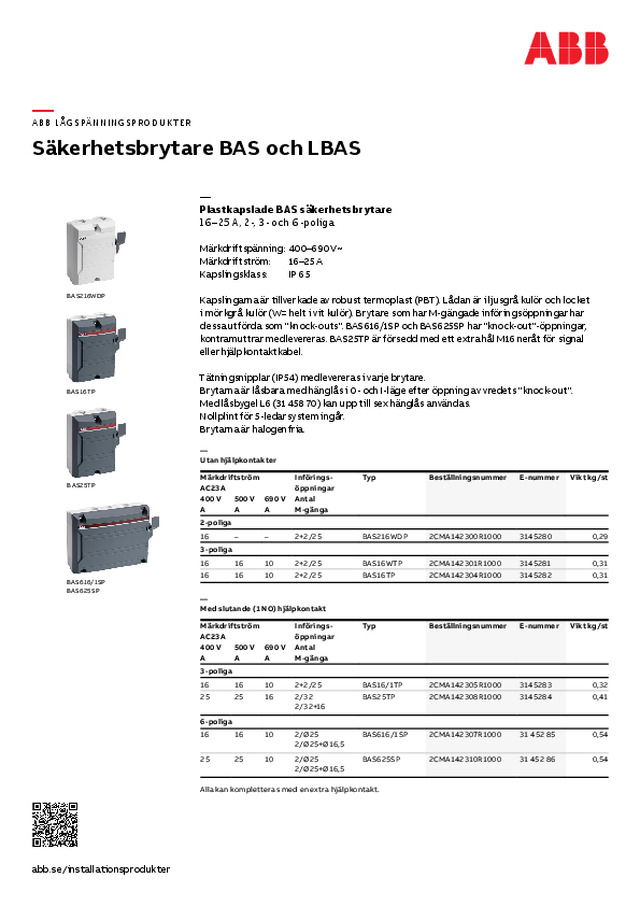 ABB Säkerhetsbrytare BAS LBAS