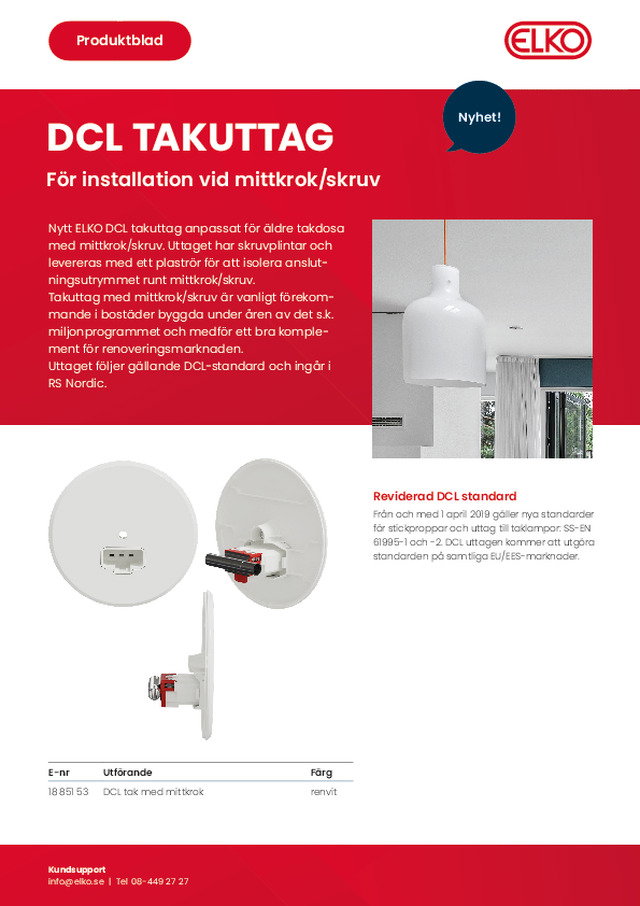 ELKO produktblad DCL-takuttag mittkrok