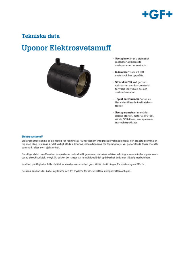 Tekniska Data Uponor Elektrosvetsmuff 2025