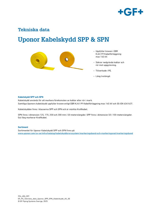 Tekniska Data Uponor SPP och SPN kabelskydd 2025