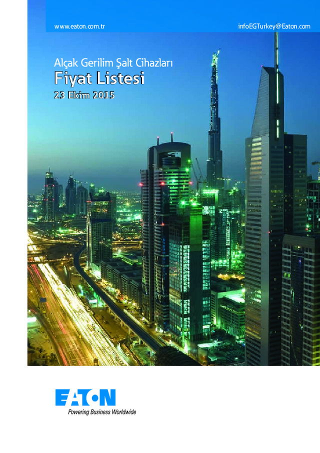 Alçak Gerilim Şalt Cihazları Fiyat Listesi - 23 Ekim 2015