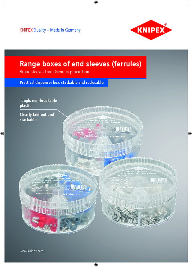 Range boxes of end sleeves (ferrules)