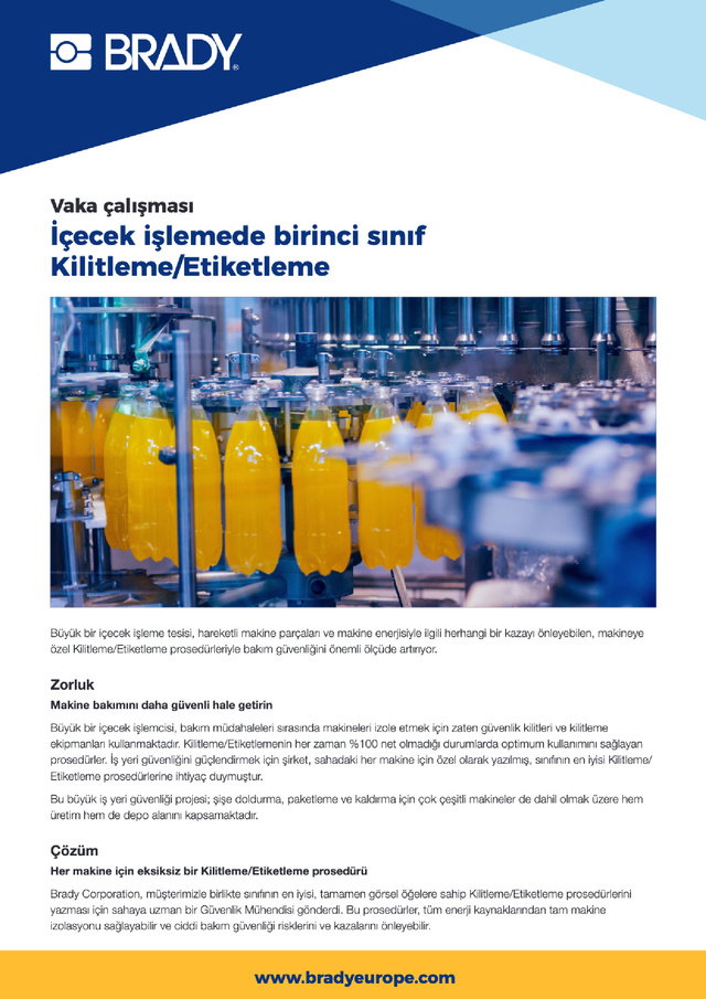 İçecek İşlemede Birinci Sınıf Kilitleme/Etiketleme