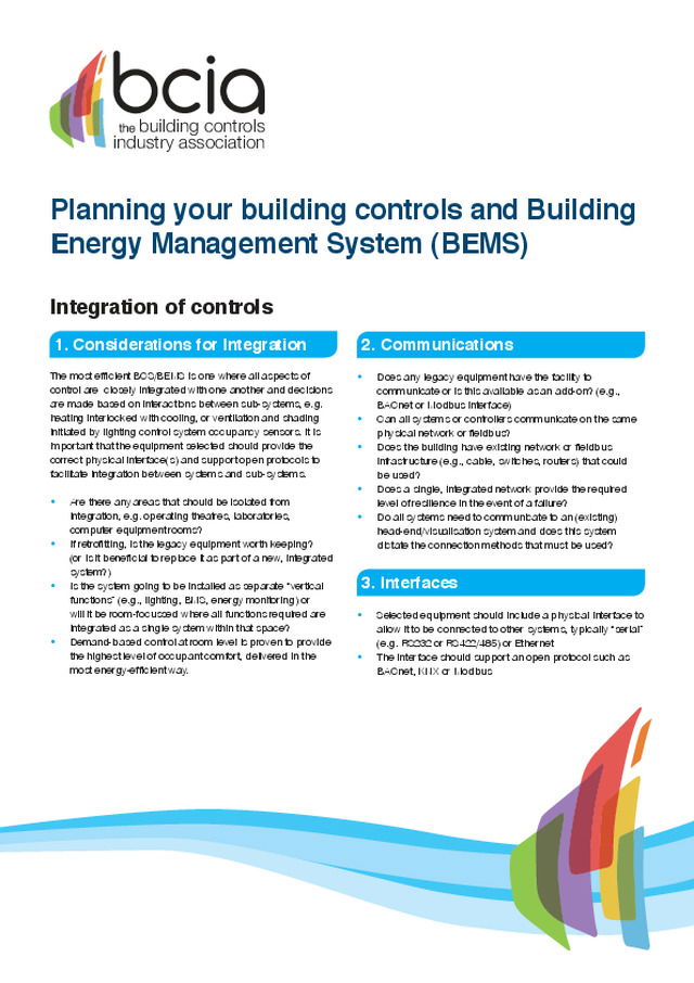 Planning your building controls and Building Energy Management System (BEMS)