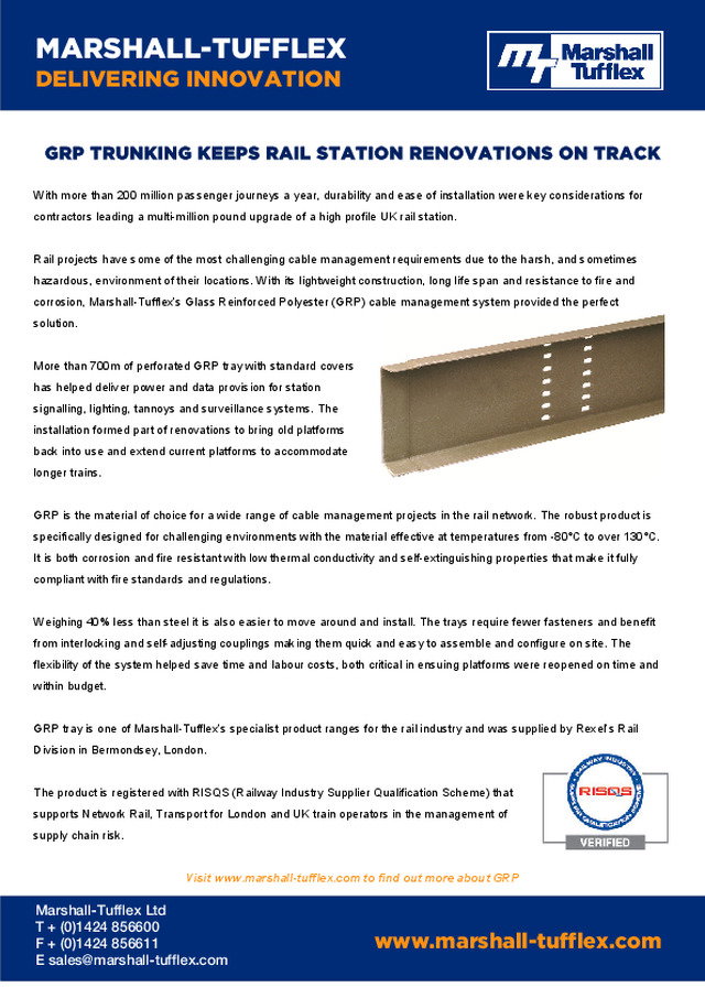 Marshall-Tufflex GRP trunking keeps rail station renovations on track