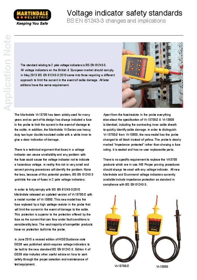 Voltage indicator safety standards