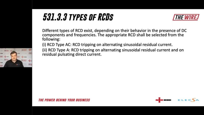 RCD types and testing requirements