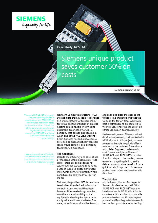 NCS Ltd_SIRIUS ACT Profinet Case Study