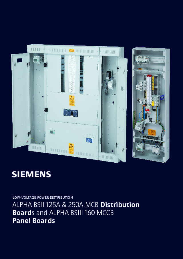 ALPHA BSII 125A & 250A MCB Distribution Boards and ALPHA BSIII 160 MCCB Panel Boards