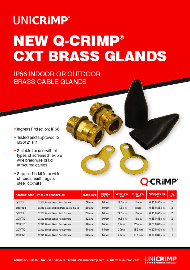 New Q-crimp® CXT Brass Glands