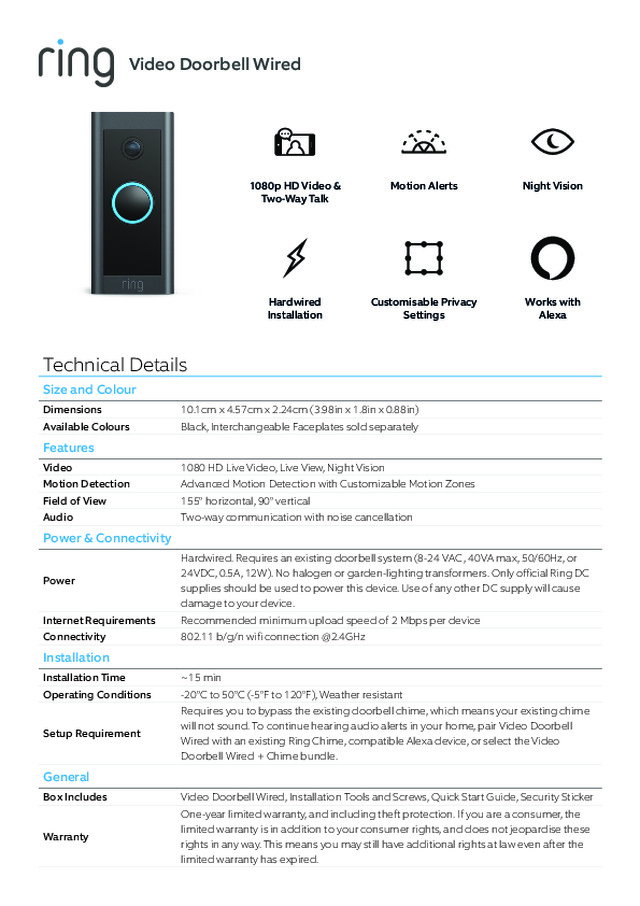 Video Doorbell Wired