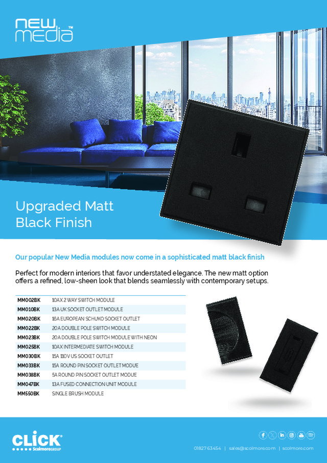  New Media modules now come in a sophisticated matt black finish