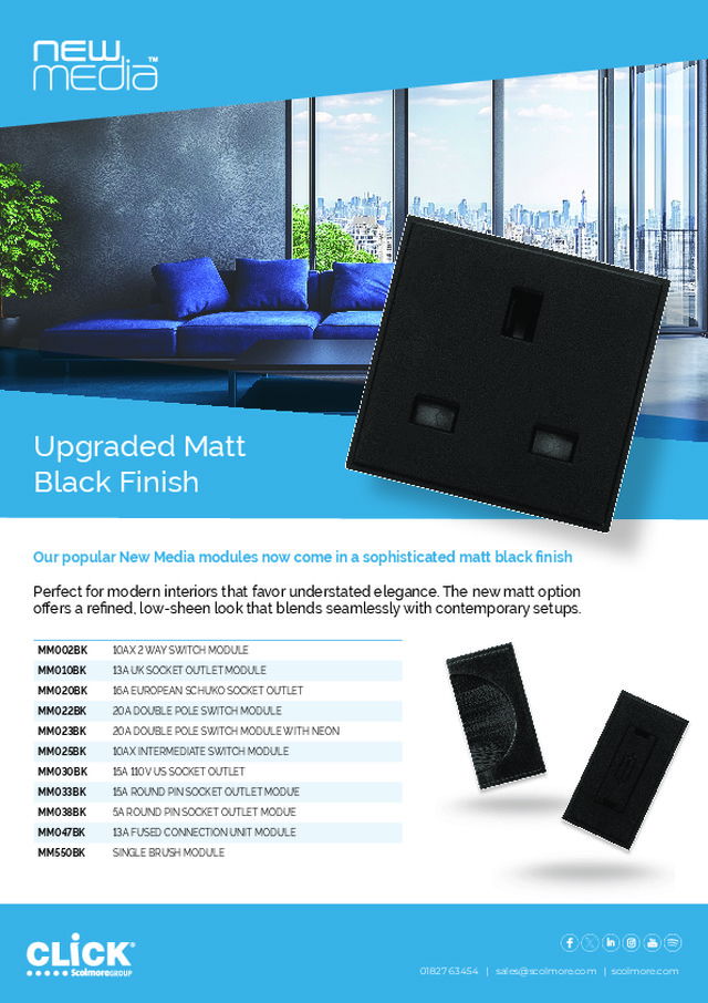  New Media modules now come in a sophisticated matt black finish